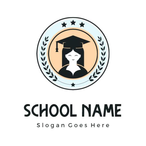 Elegant School Logo Featuring Graduate and Stars Emblem Logo Template