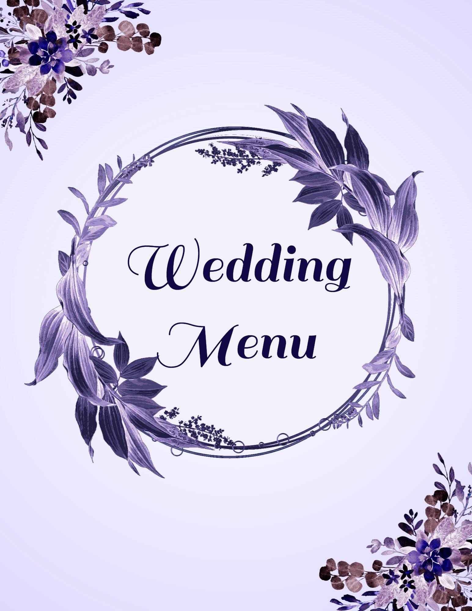 Elegant Seasonal Dishes and Sweet Treats Wedding Menu Template