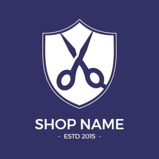 Elegant Shield Design with Scissors for Hair Salon Logo Template