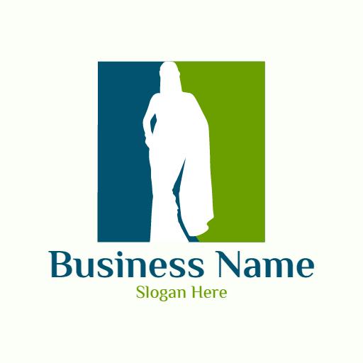 Elegant Silhouette of a Woman in a Stylish Saree Logo Template