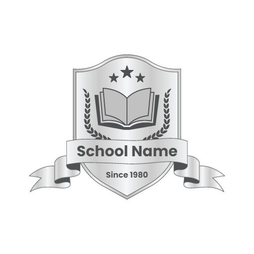 Elegant Silver Badge Design Featuring an Open Book Logo Template