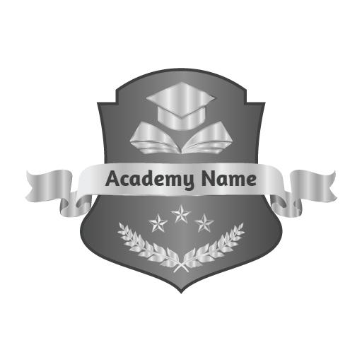 Elegant Silver Badge Featuring Academic Themes and Laurels Logo Template