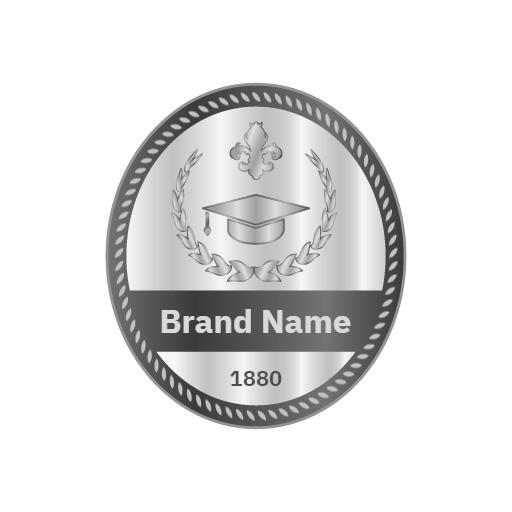 Elegant Silver Badge Featuring Graduation Cap and Wreath Logo Template