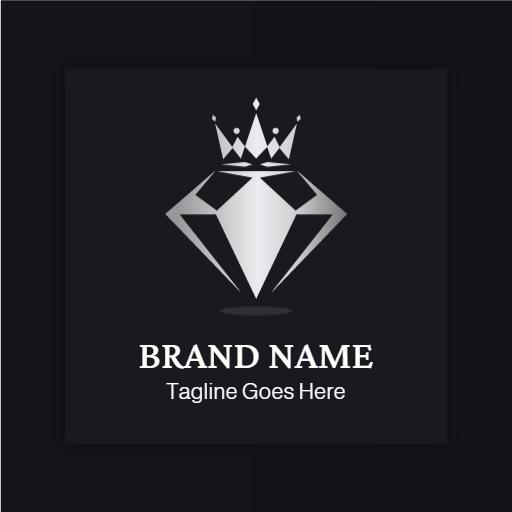 Elegant Silver Crown and Diamond Showcase Luxury Logo Template