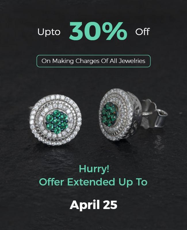 Elegant Silver Jewelry Sale with Green Accents Poster Template