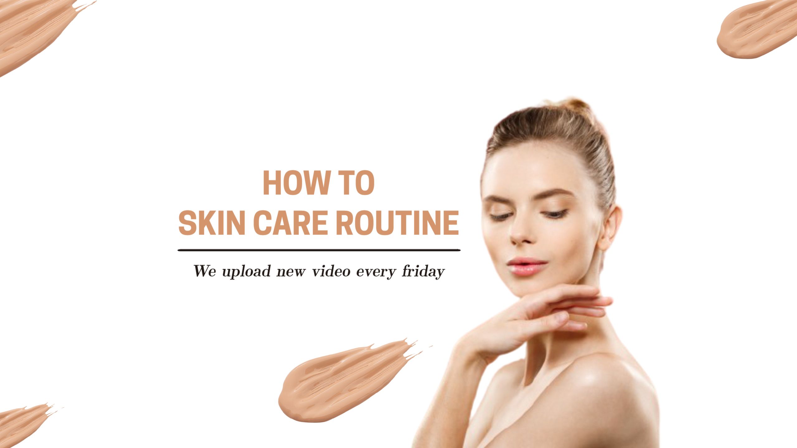 Elegant Skin Care Routine Tips with Light Colors YouTube Banner Template