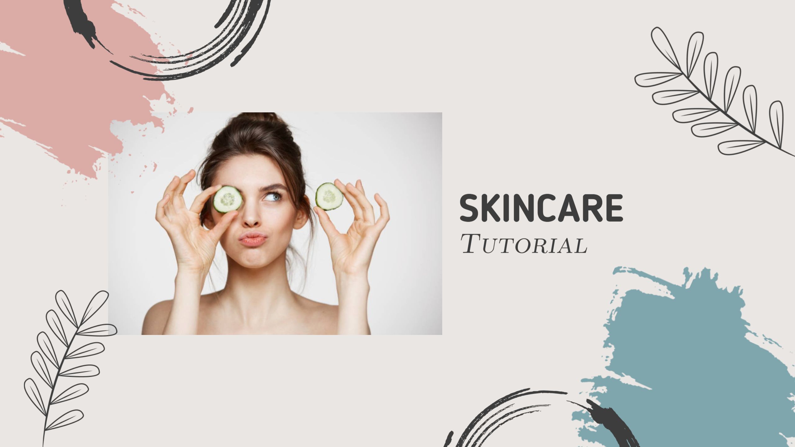 Elegant Skincare Tutorial with Soft Pastels YouTube Banner Template