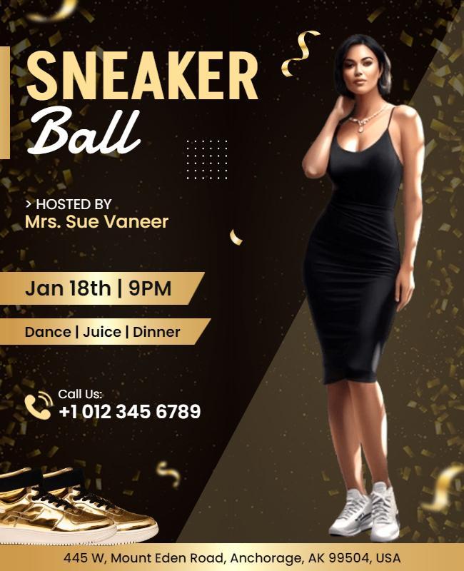 Elegant Sneaker Ball Event Invitation Flyer Template