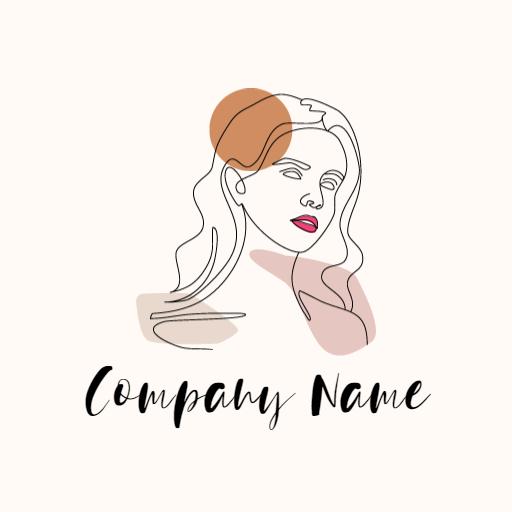 Elegant Soft Pink and Beige Woman Portrait Line Art Logo Template