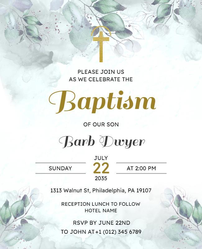 Elegant Son Baptism Celebration Flyer Template