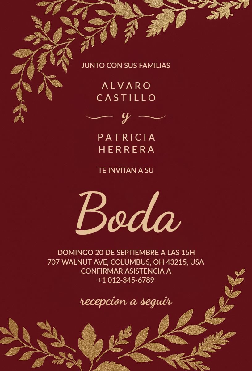 Elegant Spanish Wedding Boda Celebration Invitation Template