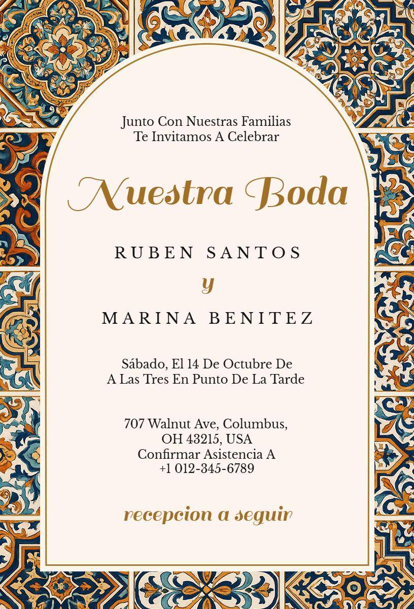 Elegant Spanish Wedding Celebration Invitation Template