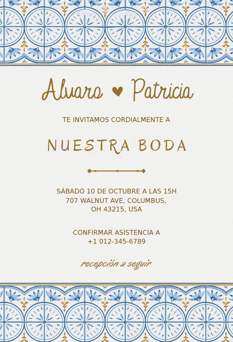 Elegant Spanish Wedding Ceremony Celebration Invitation Template
