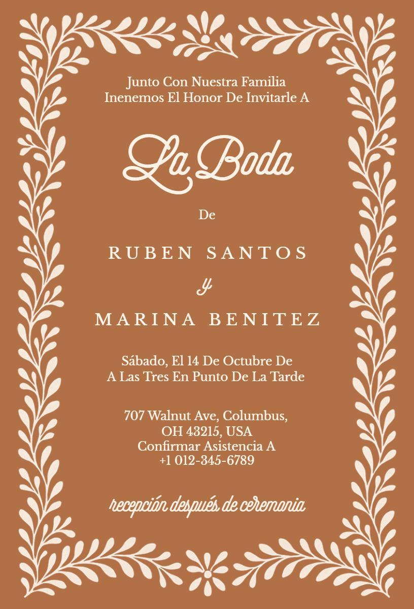 Elegant Spanish Wedding Ceremony Invitation Template