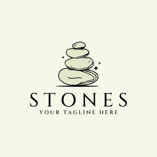 Elegant Stack of Smooth Stones for Relaxation and Wellness Logo Template