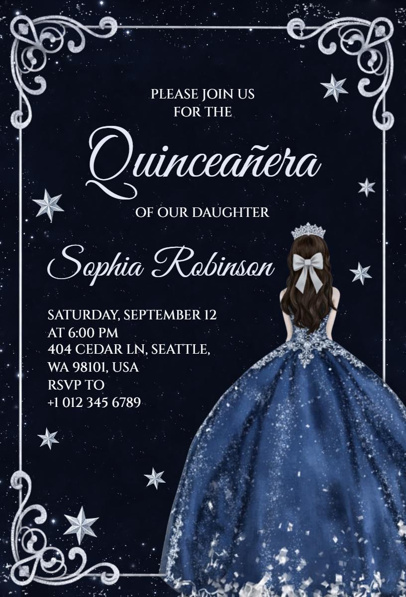 Elegant Stargazer Quinceanera Celebration Invitation Template