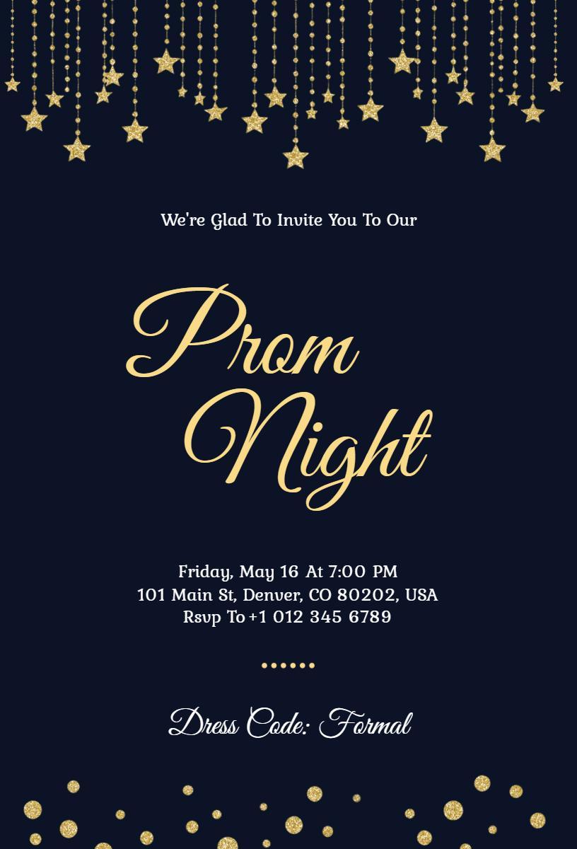 Elegant Starry Night Prom Celebration Invitation Template