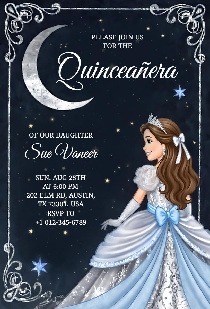 Elegant Starry Night Quinceanera Celebration Invitation Template