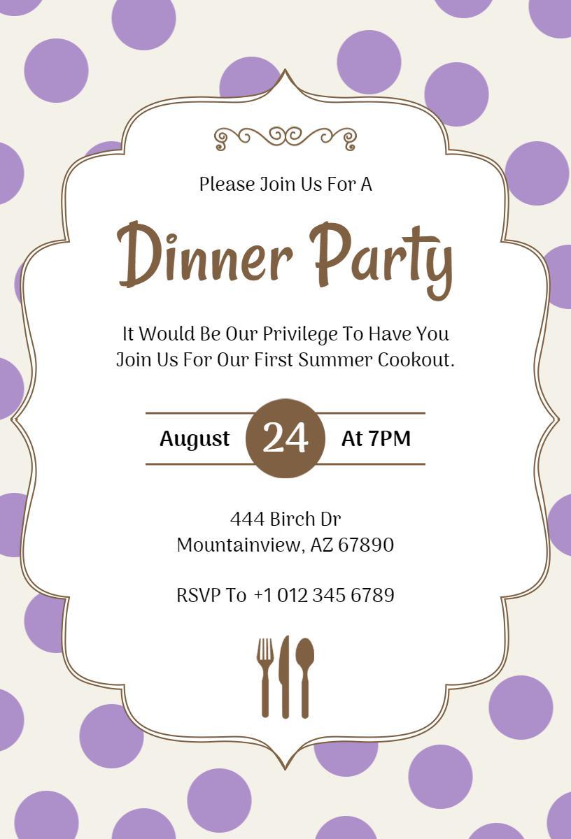 Elegant Summer Cookout Dinner Party Invitation Template