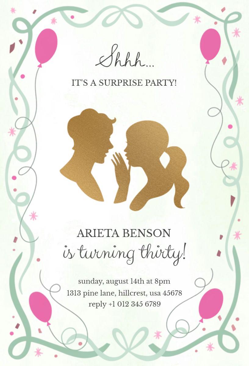 Elegant Surprise Birthday Party Celebration Invitation Template