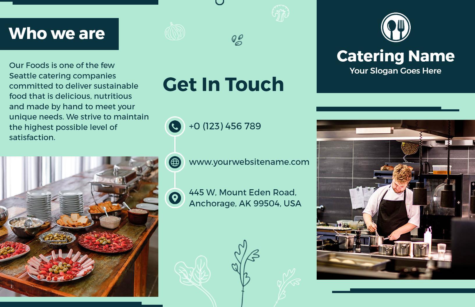 Elegant Sustainable Catering Services and Menu Brochure Template