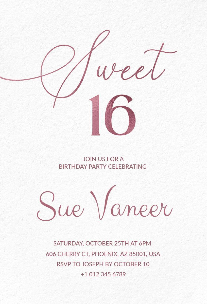 Elegant Sweet 16 Birthday Celebration Invitation Template