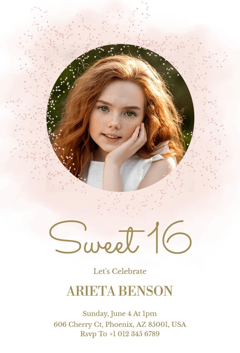 Elegant Sweet 16 Photo Birthday Celebration Invitation Template
