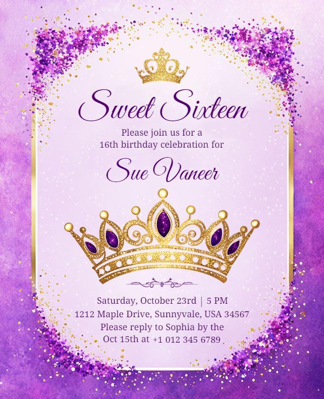 Elegant Sweet Sixteen Party Flyer Template