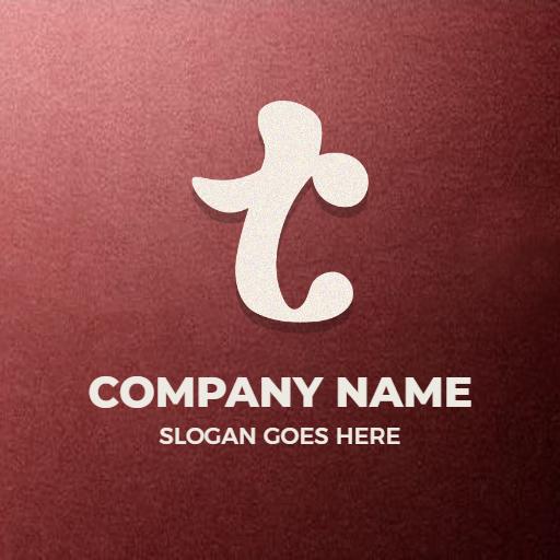 Elegant T Letter Design on Rich Maroon Background Logo Template