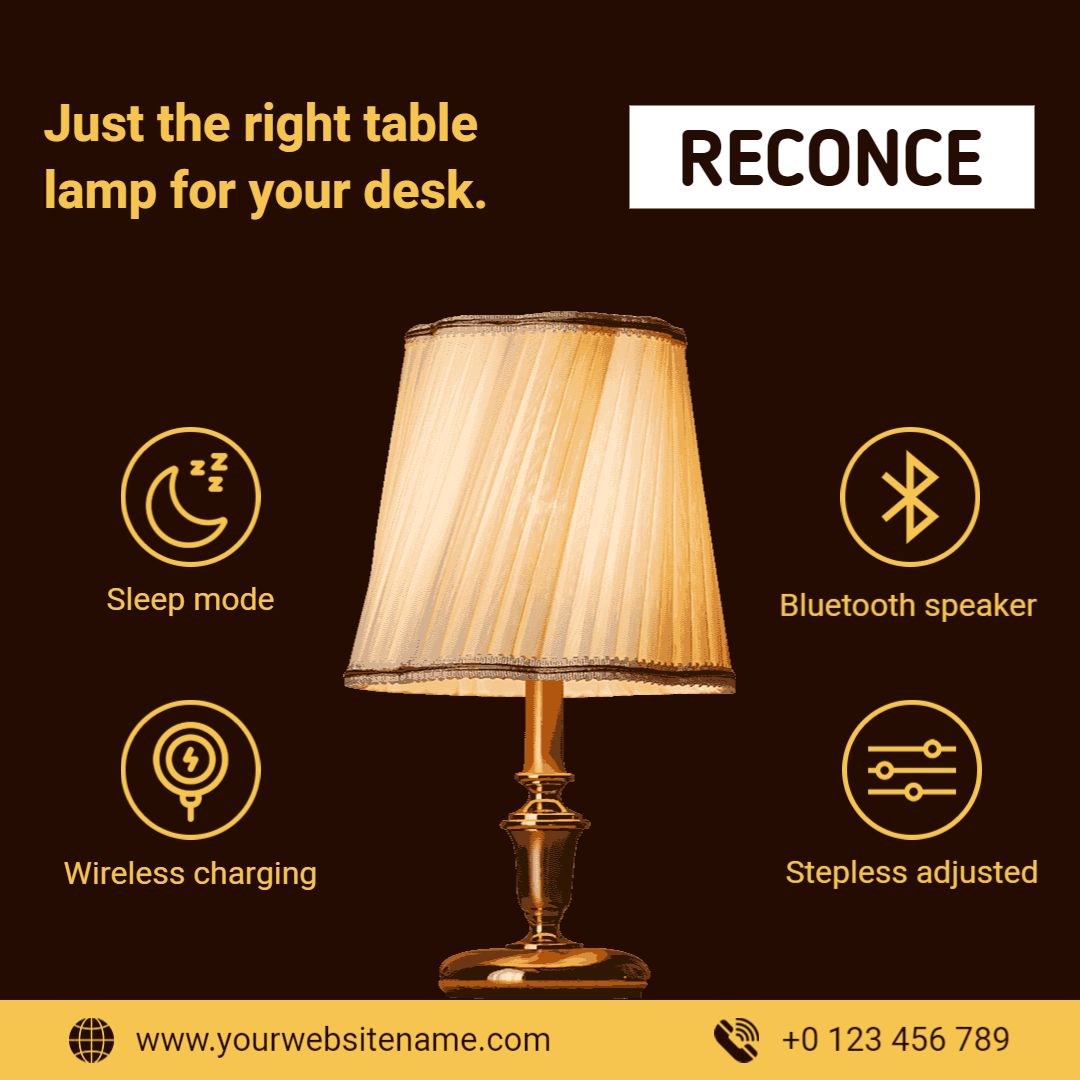 Elegant Table Lamp with Bluetooth Speaker and Wireless Charging Ad Template