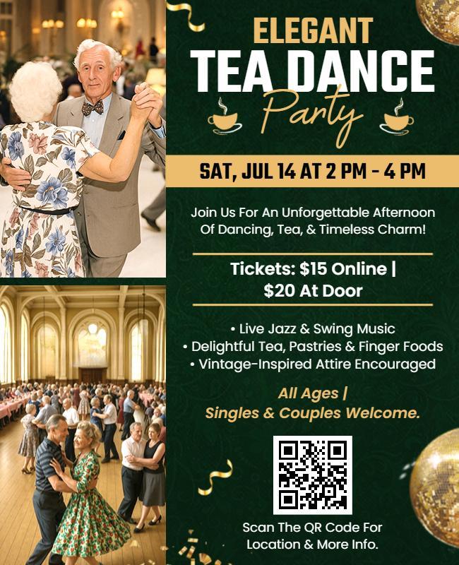 Elegant Tea Dance Party Event Flyer Template