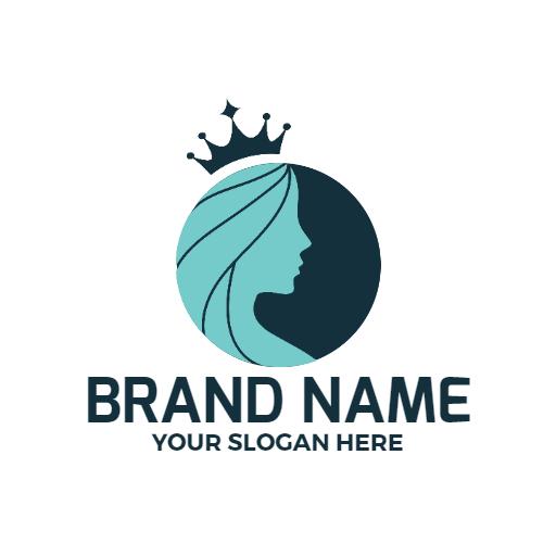 Elegant Teal and Crown Design Representing Queen Logo Template