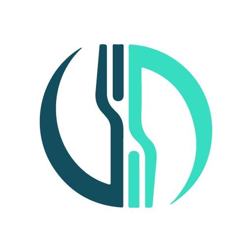 Elegant Teal and Dark Blue Symbol Representing Restaurant Logo Template