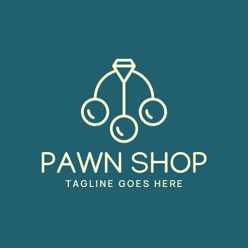 Elegant Teal and Gold Design for Your Pawn Shop Logo Template