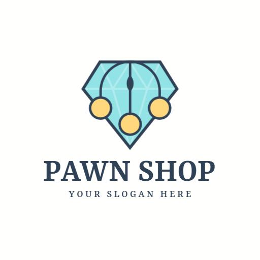 Elegant Teal and Gold Gem Icon for Pawn Shop Logo Template