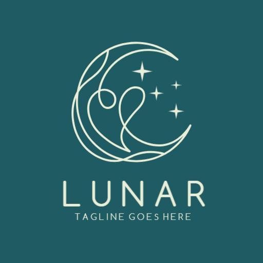 Elegant Teal and White Celestial Lunar Design Logo Template