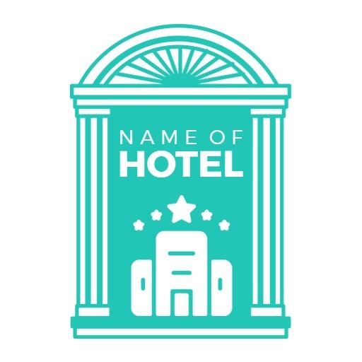 Elegant Teal Architectural Design Representing Hotel Experience Logo Template