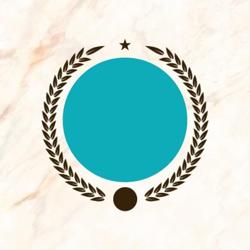 Elegant Teal Circle Surrounded by Decorative Laurel Logo Template