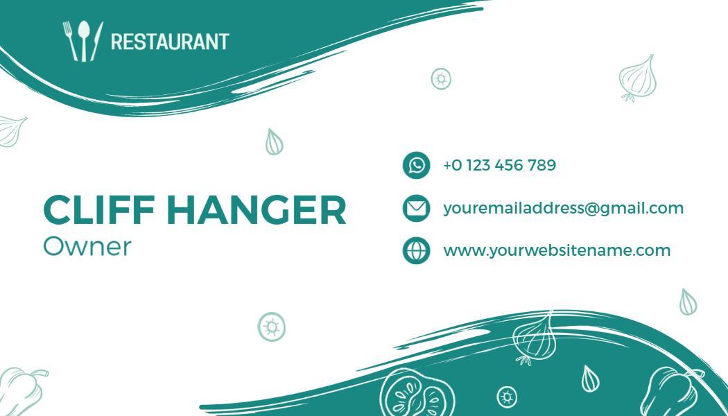 Elegant Teal Culinary Restaurant Owner Business Card Template