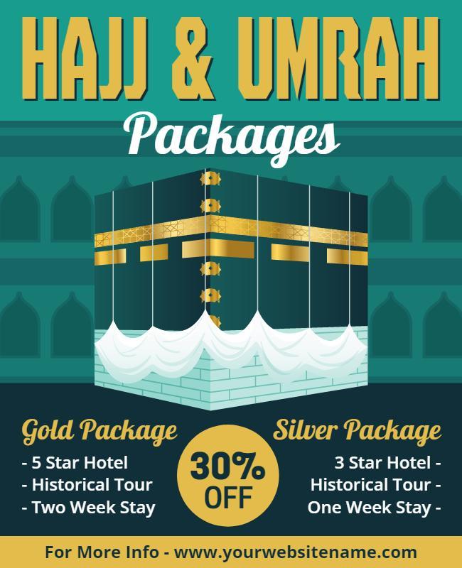 Elegant Teal Hajj and Umrah Travel Packages Poster Template