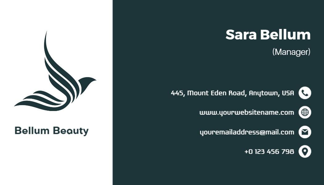 Elegant Teal Minimalist Beauty Salon Business Card Template