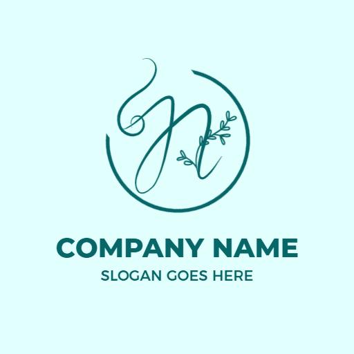 Elegant Teal N Letter Design with Floral Elements Logo Template