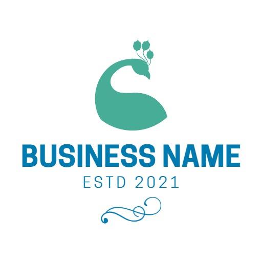 Elegant Teal Peacock Design for Business Branding Logo Template
