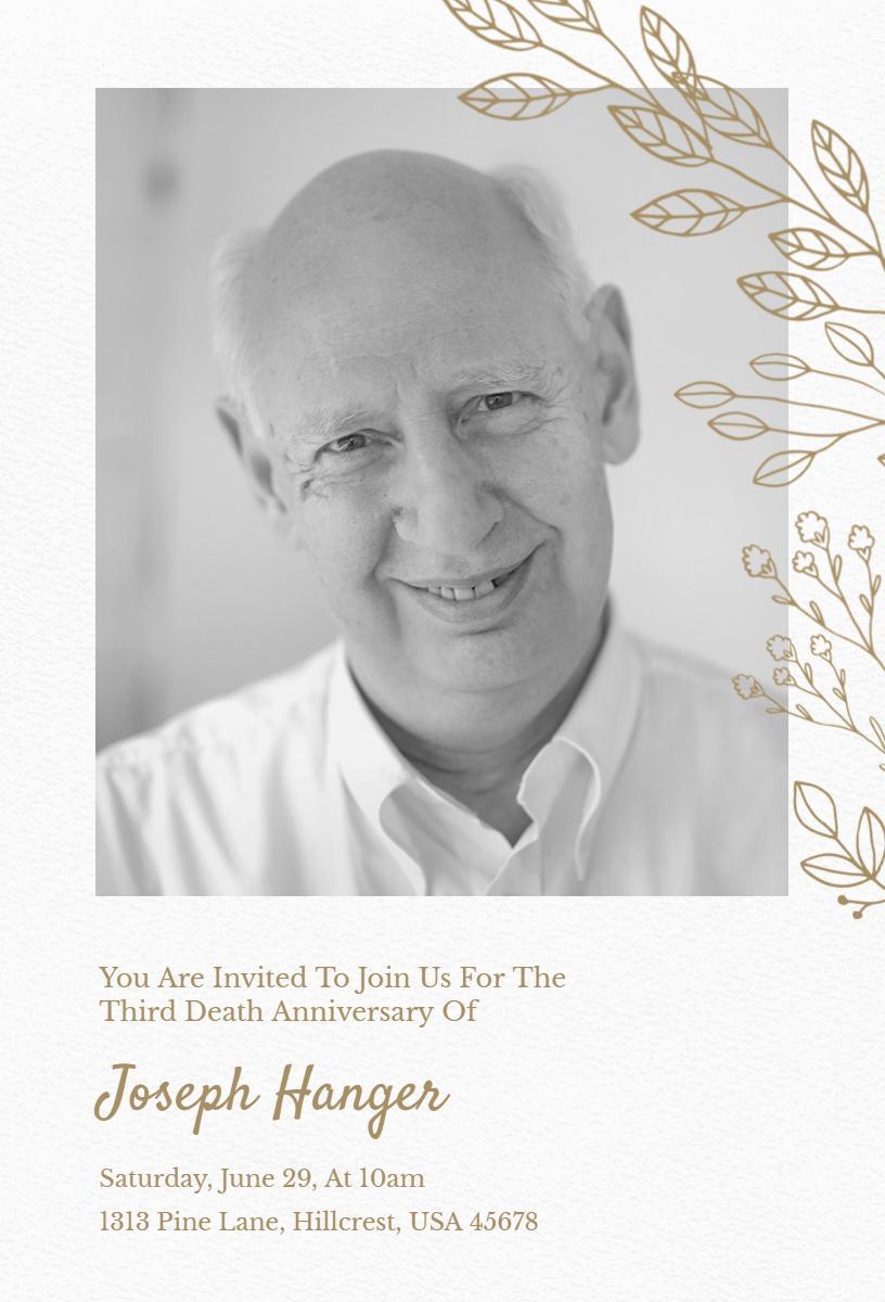 Elegant Third Death Anniversary Memorial Service Invitation Template