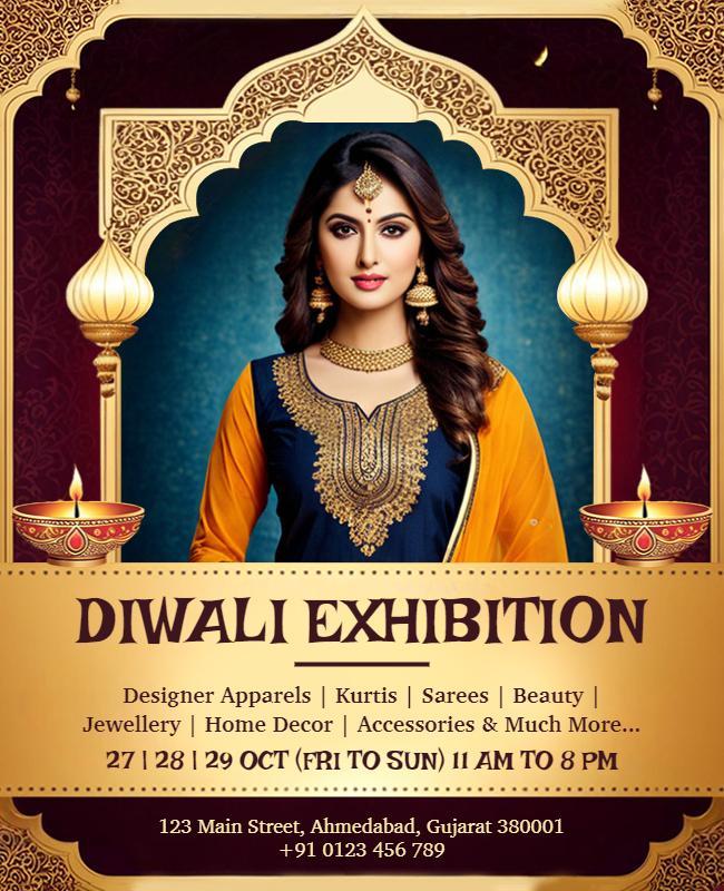 Elegant Traditional Diwali Exhibition Celebration Poster Template