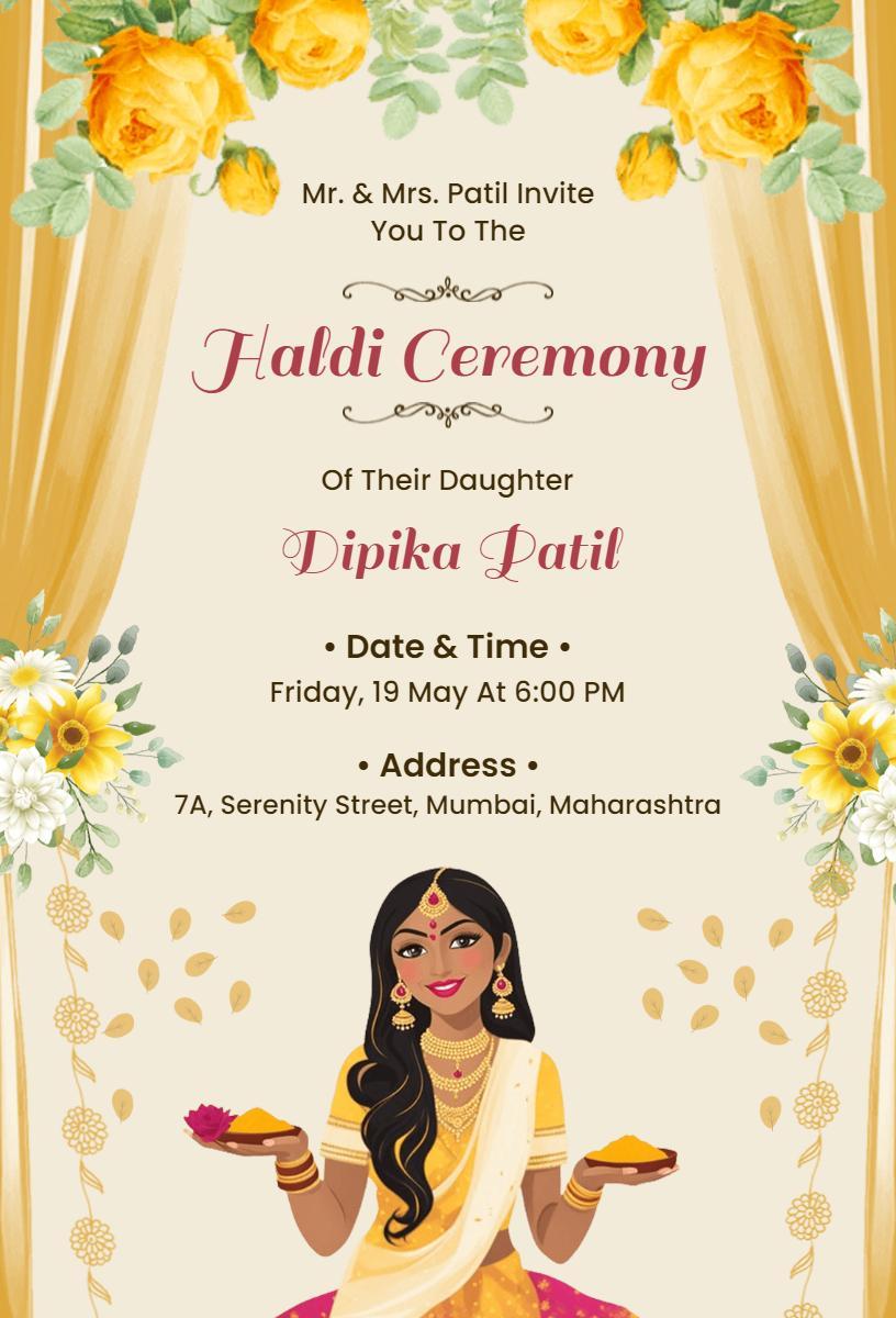 Elegant Traditional Haldi Ceremony Celebration Invitation Template