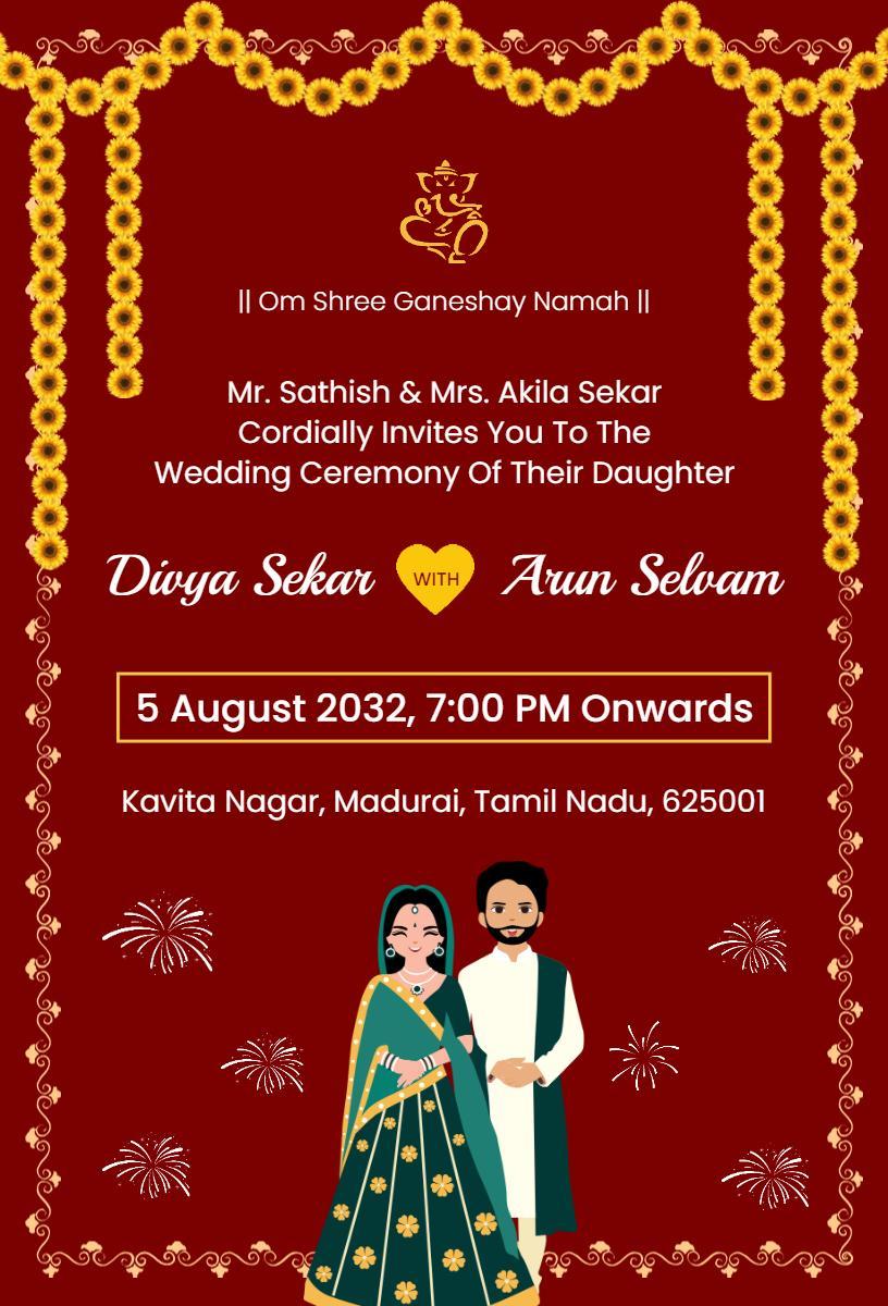 Elegant Traditional Indian Wedding Ceremony Invitation Template