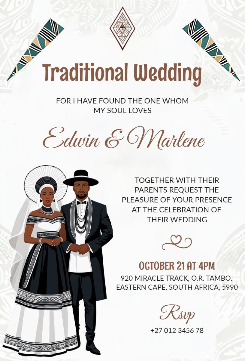 Elegant Traditional Wedding Celebration Invitation Template