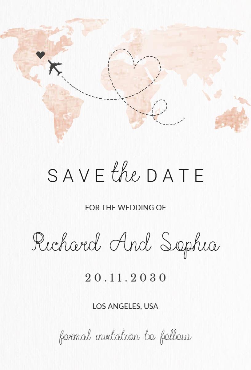 Elegant Travel-Themed Save The Date Wedding Invitation Template
