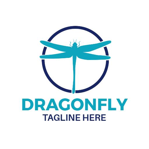 Elegant Turquoise Dragonfly Design Representing Nature Logo Template